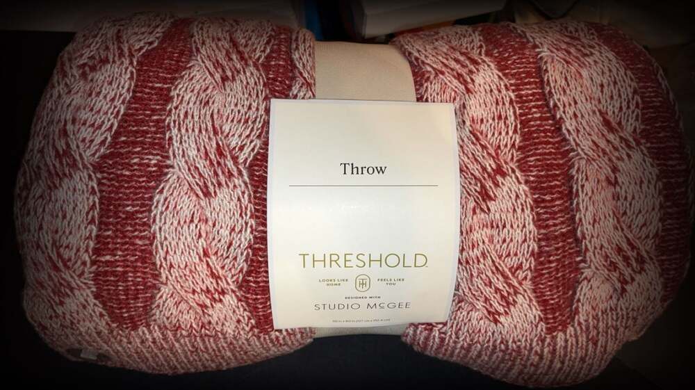 Threshold with Studio McGee 50"x60" Marled Chunky Cable Knit Throw Blanket Red